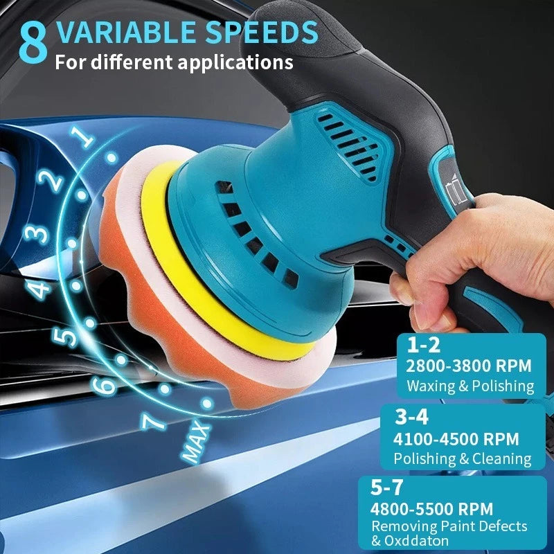 Portable Cordless Car Polisher – Battery Powered Waxing & Polishing Tool