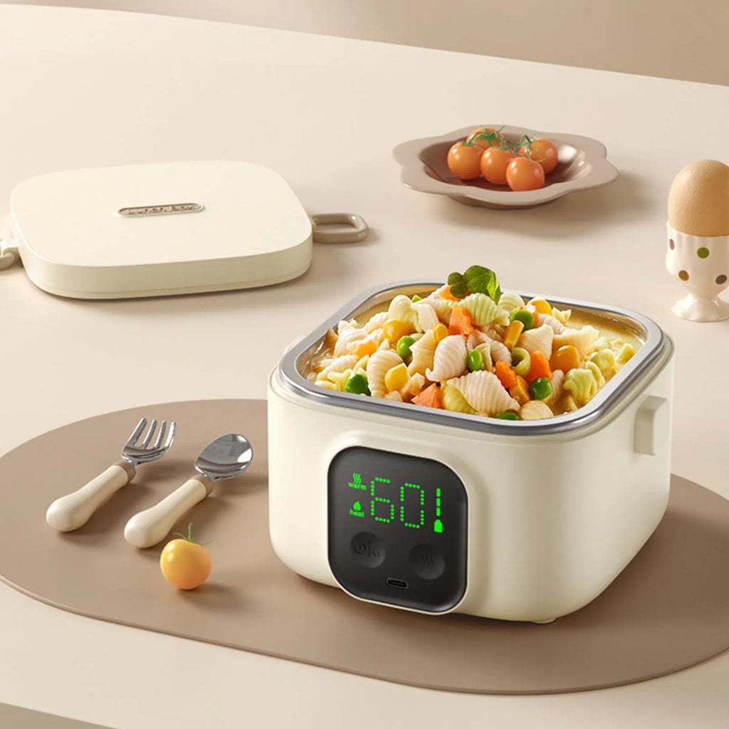Electric Lunch Box Food Warmer – Portable Rechargeable Heated Lunch Container with Digital Temperature Display