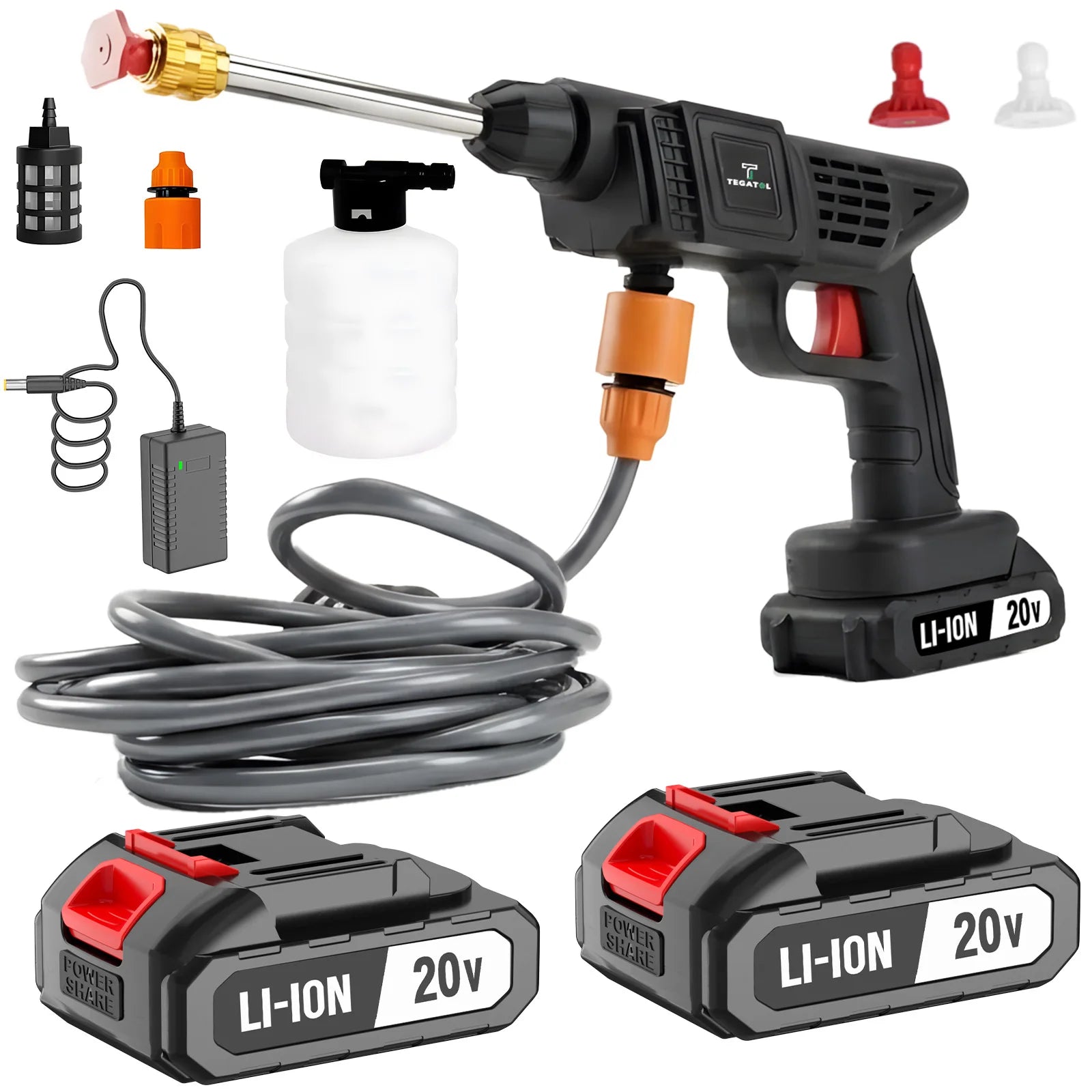 Portable High Pressure Washer Gun – Cordless Car & Garden Cleaner – 20V Battery Compatible