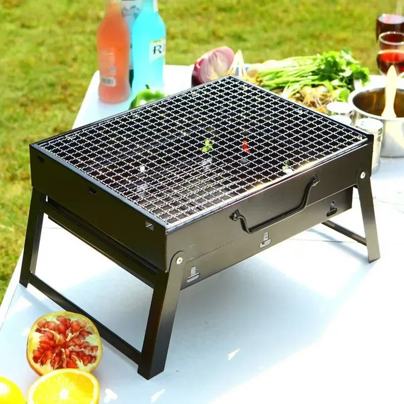 Portable Charcoal BBQ Grill – Foldable Stainless Steel Mini Grill for Camping, Picnic & Outdoor Cooking