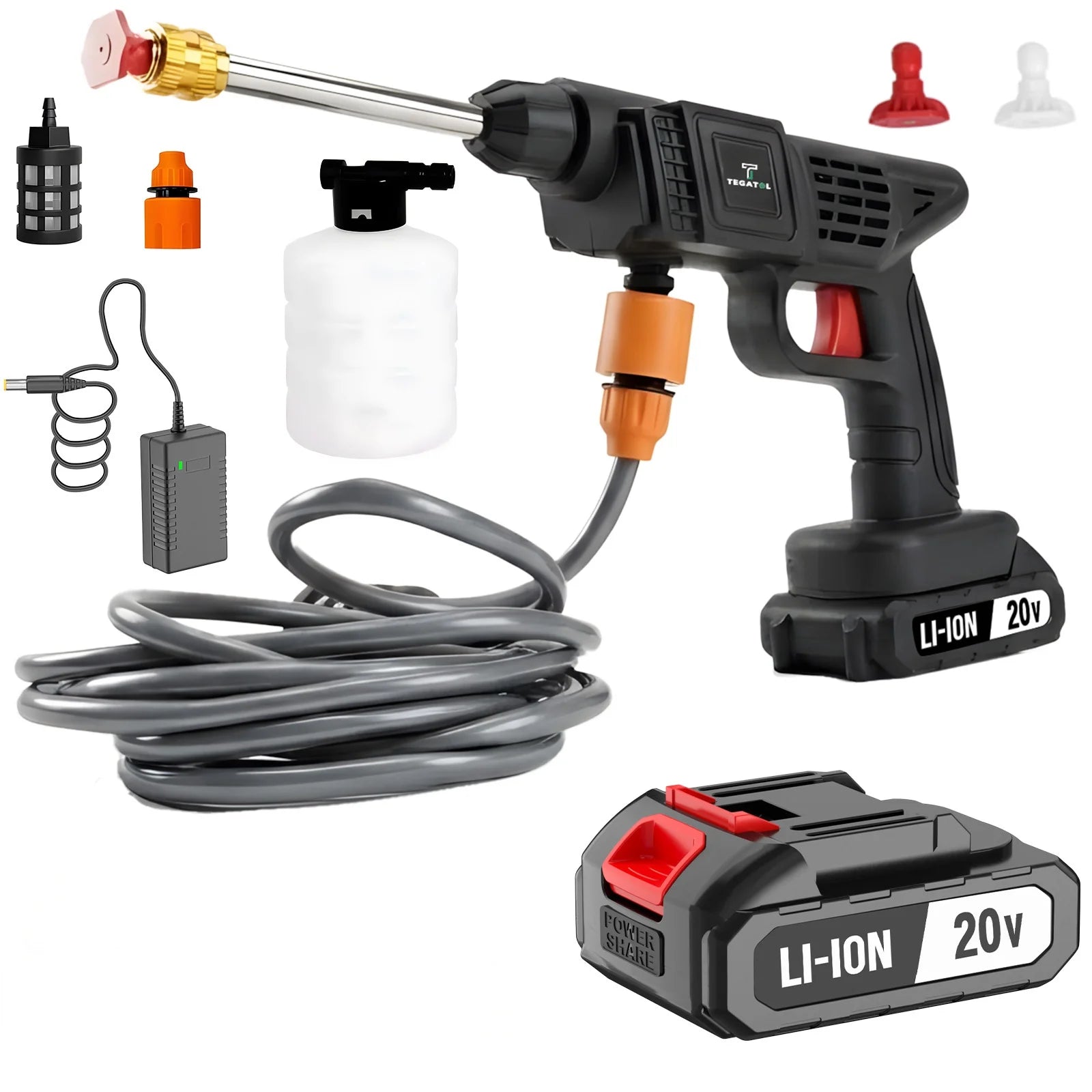 Portable High Pressure Washer Gun – Cordless Car & Garden Cleaner – 20V Battery Compatible