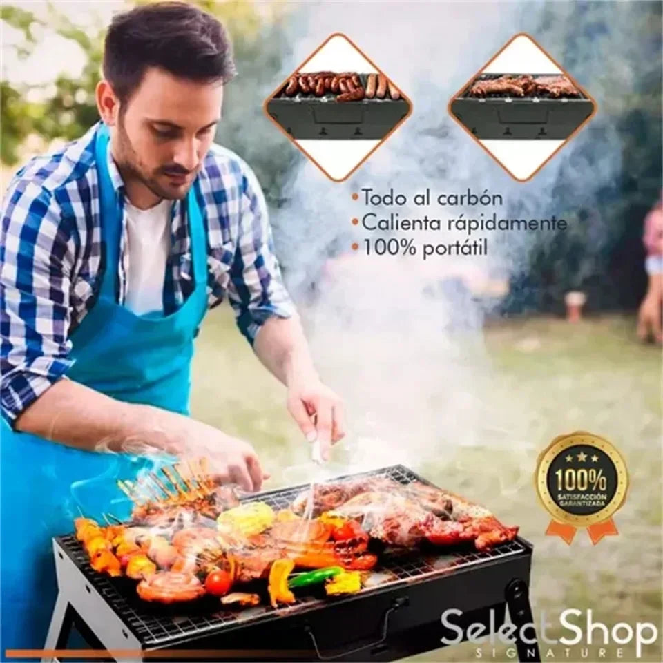 Portable Charcoal BBQ Grill – Foldable Stainless Steel Mini Grill for Camping, Picnic & Outdoor Cooking