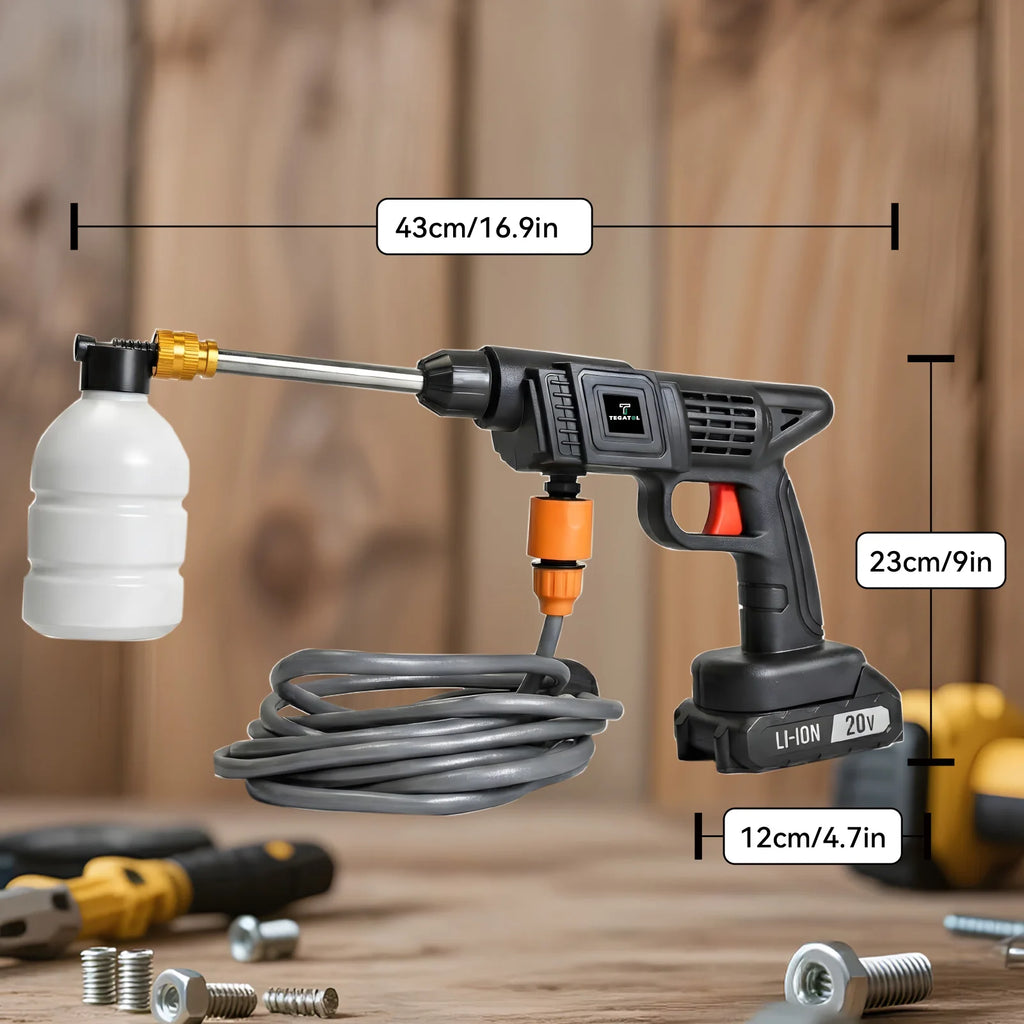 Portable High Pressure Washer Gun – Cordless Car & Garden Cleaner – 20V Battery Compatible