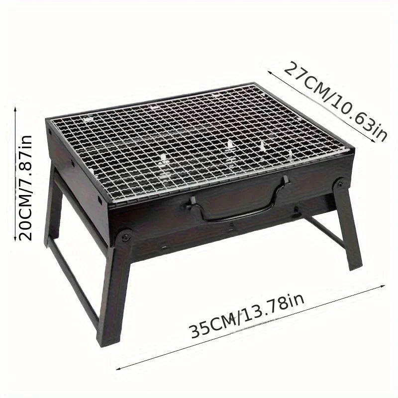 Portable Charcoal BBQ Grill – Foldable Stainless Steel Mini Grill for Camping, Picnic & Outdoor Cooking