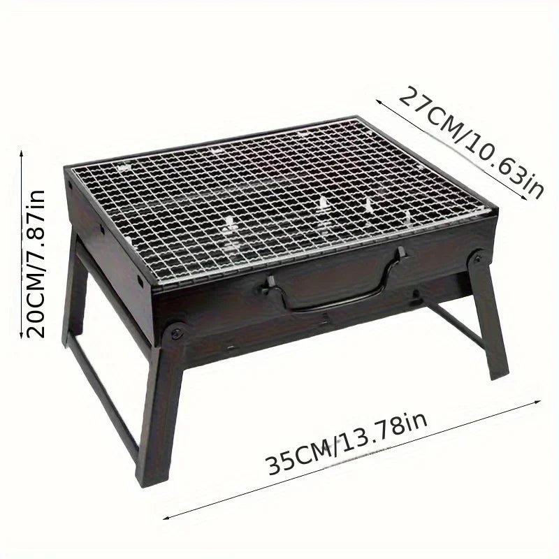 Portable Charcoal BBQ Grill – Foldable Stainless Steel Mini Grill for Camping, Picnic & Outdoor Cooking