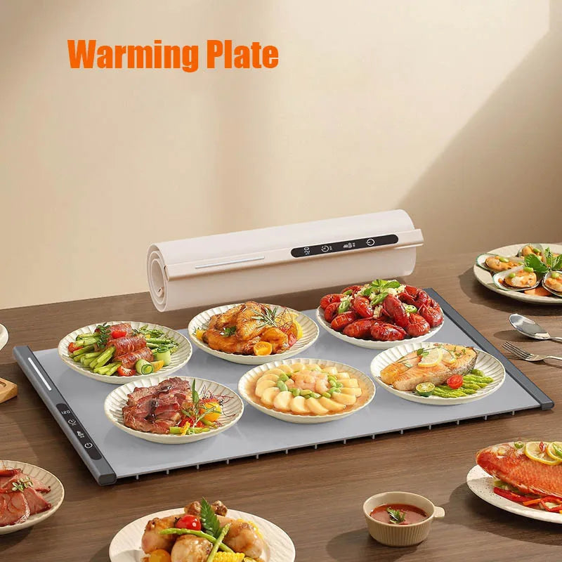 Electric Food Warming Plate – Foldable Heating Tray with Adjustable Temperature for Dining & Serving