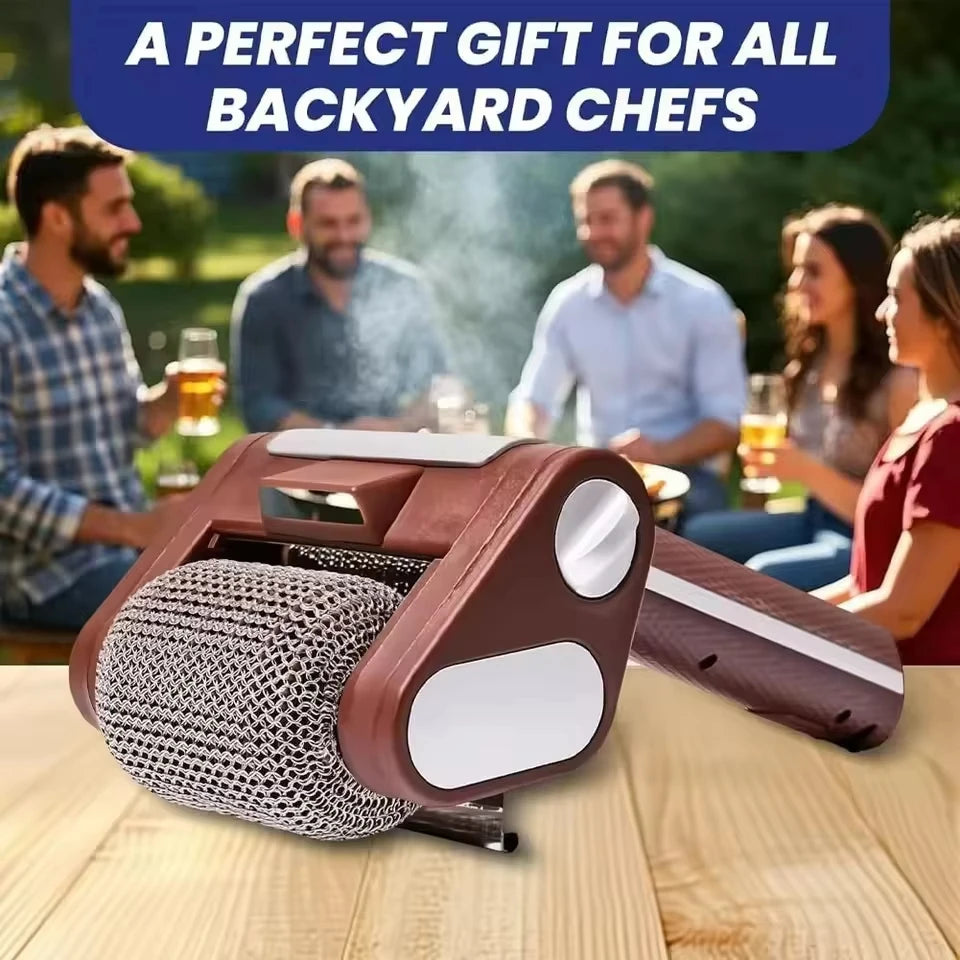 Electric Grill Cleaning Brush – Rechargeable Stainless Steel BBQ Cleaner with Replaceable Brush Head